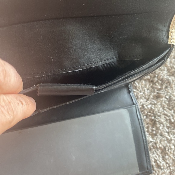 Rolfs Calfskin Leather Vintage Black Trifold Women’s Wallet, White Bow Italy - Picture 7 of 15